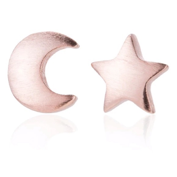 NEW!💙💎ROSE💗💛GOLDEN⭐️STAR🌙MOON STUDS!💎💙CUTE! - Picture 7 of 8
